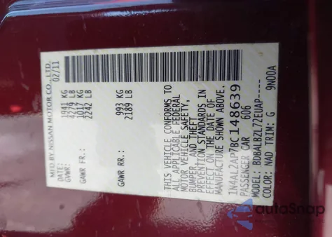 2011 Nissan Altima 2.5 S z USA, uszkodzony, nr VIN 1N4AL2AP7BC148639